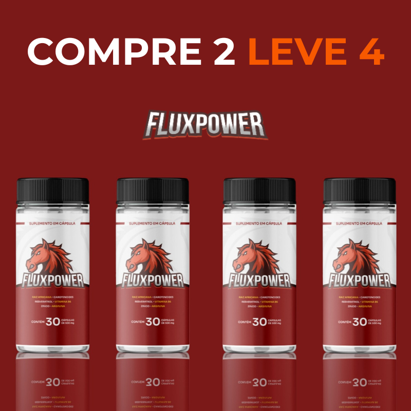 FluxPower 60 cáps - Potencializador Masculino - Compre 1 Leve 2 + Frete Grátis